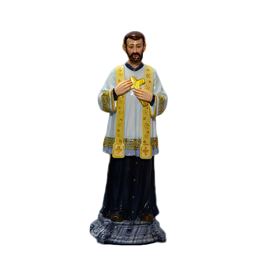Polished Painted Fiberglass St. Francis Xaviar Statue, Size : 12-72 Inches