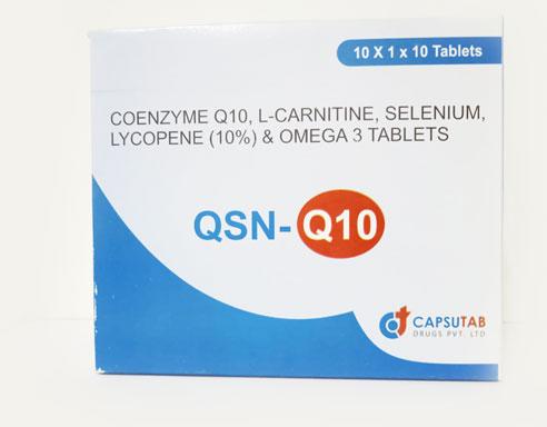 Coenzyme Q10+L-Carnitine+Selenium+Lycopene(10%)+Omega 3 Tablets, For Clinical, Hospital, Gender : Unisex
