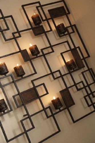 Metal Wall Art With Candles, For Decoration