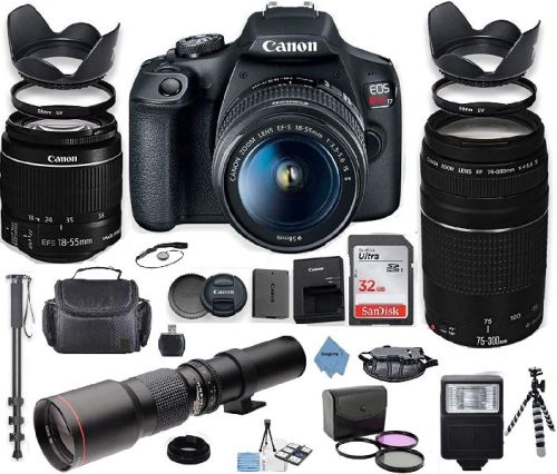 Canon EOS Rebel T7 DSLR Camera With 18-55mm Is II Lens Bundle + Canon EF 75-300mm f/4-5.6 III Lens