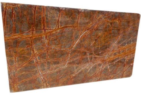 Bush Hammered Rainforest Golden Marble Slab, For Hotel, Kitchen, Office, Restaurant, Feature : Crack Resistance