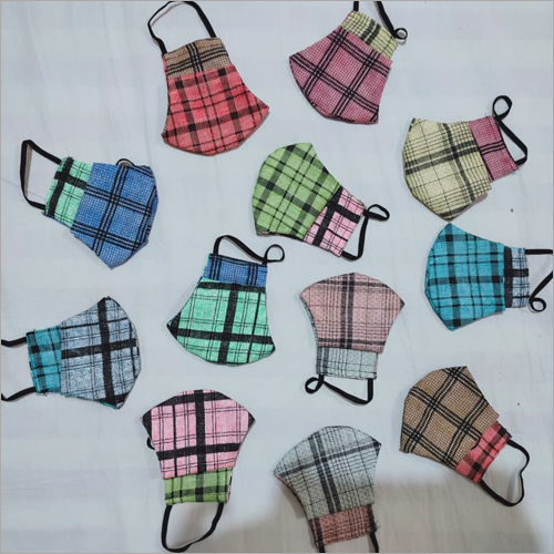 Checked Cotton Face Mask, For Pollution, Protects From Dirt, Pattern : Checkered