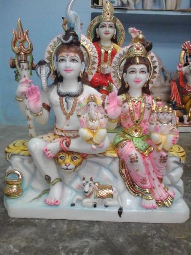 Non Polished Marble Gauri Shankar Statue, For Home, Hotel, Office, Shops, Temple, Feature : Durable