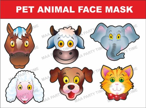 PAPER PET Animal Face Mask, Pattern : Printed