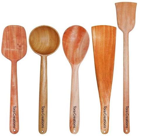 Neem Wood 100% Eco Friendly Set Of 5 For Cooking Serving Spatula