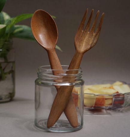 Wooden Eco-Friendly Set Of 2 Cutlery Set