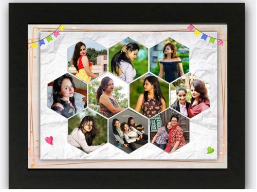 Plastic Birthday Gift Photo Frame, Color : Black