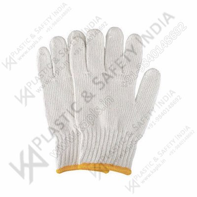 Knitted Cotton Gloves, For Automobile, Mining, Packaging, Material Handling, Pattern : Plain