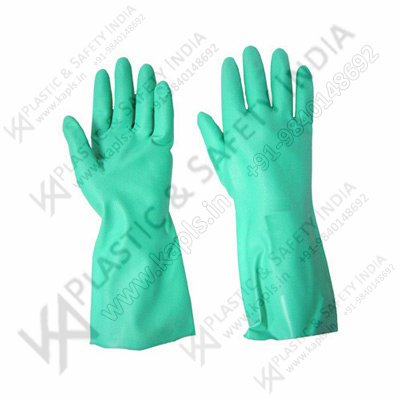 Nitrile Rubber Gloves, For Chemicals Abrasives, Automobile, Pattern : Plain