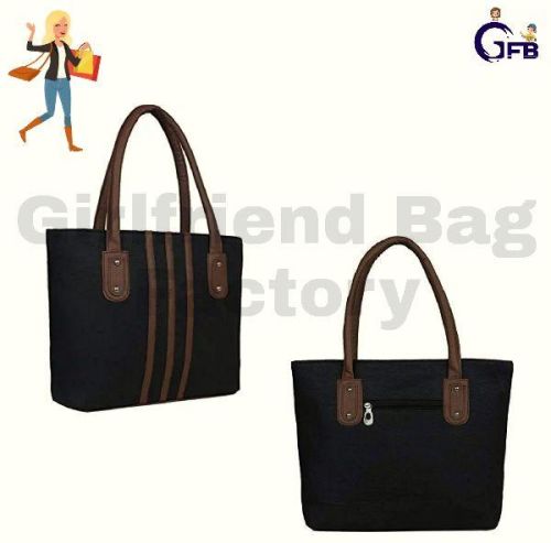 Plain Rexine Rexin Ladies Designer Handbag, Color : Black