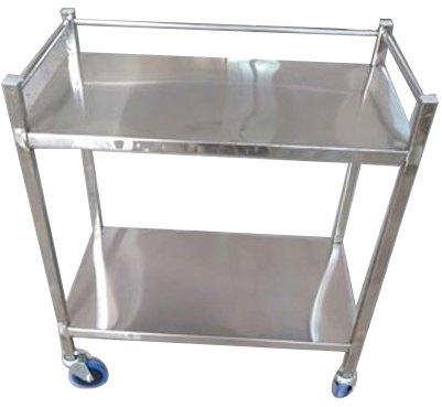 Rectangular Stainless Steel Instrument Trolley, Color : Silver