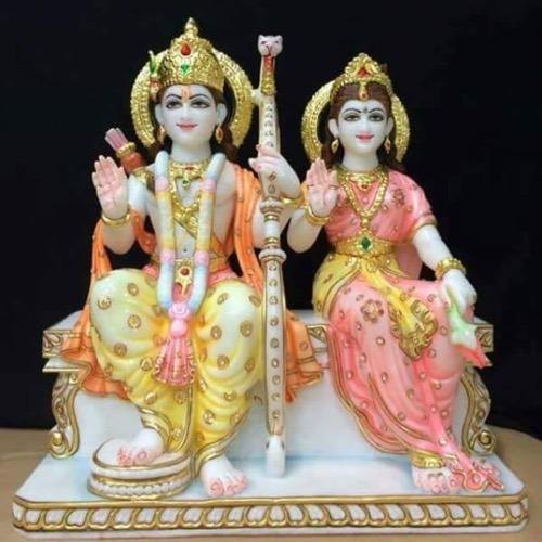 Marble RAM Sita Statue, For Temple, Pattern : Painted