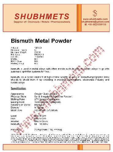 Bismuth Powder, Packaging Type : Plastic Packets