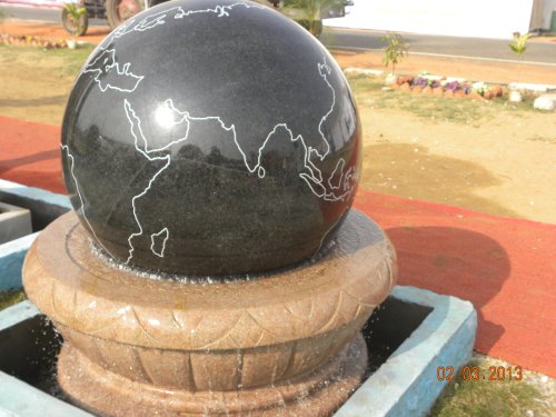 Polished Black Granite Ball Fountain, For Exterior Decor