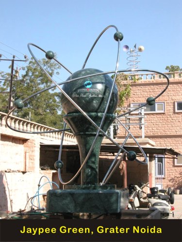 Polished SS Granite Ellips Ball Fountain