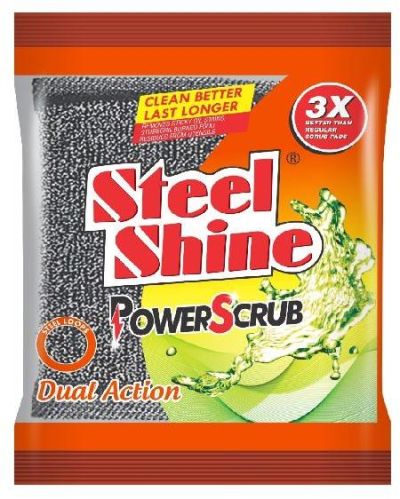 Rectangle Steel Shine Power Scrub Pad, For Surface Cleaning, Utensils Cleaning, Size : Standard