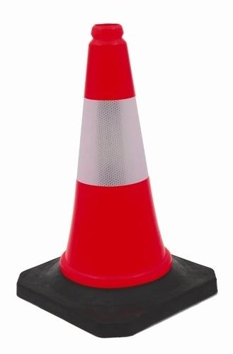 Square(Base) Rubber Base Traffic Cone, Color : Red, White