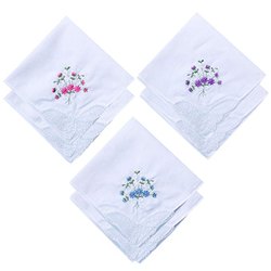 Embroidered Cotton Handkerchief, Size : 20X20 Cm