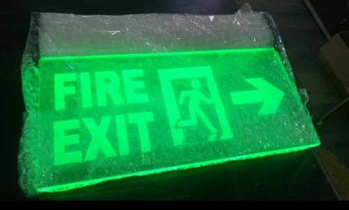 Rectangular Aluminium LED Exit Sign Board, For Malls.Market, Office, Color : Green