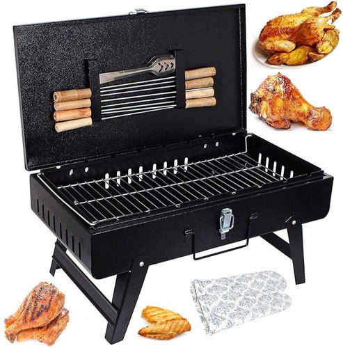 Polished Stainless Steel Portable Barbecue Grill, For Making Food, Feature : High Strength