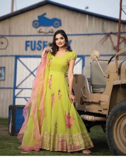 Heavy Georgette Gown, Size : S To XL