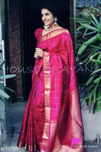 Plain Jacquard Silk Saree, Occasion : Festival Wear, Party Wear