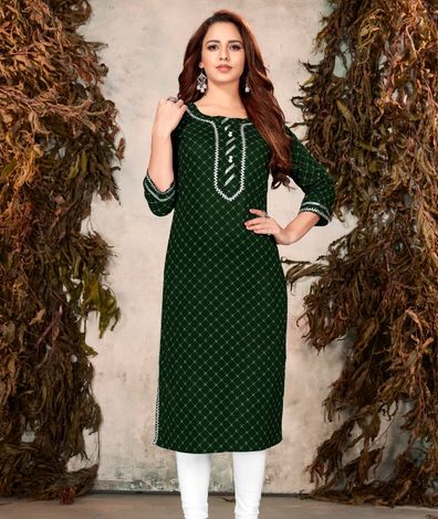 Printed Rayon Kurti, Technics : Machine Made