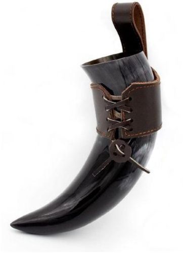 Drinking Horn With Leather Strap, Feature : Durable, Hard Structure