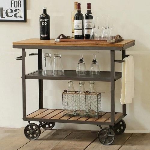 Iron Bar Trolly, Color : Natural Black