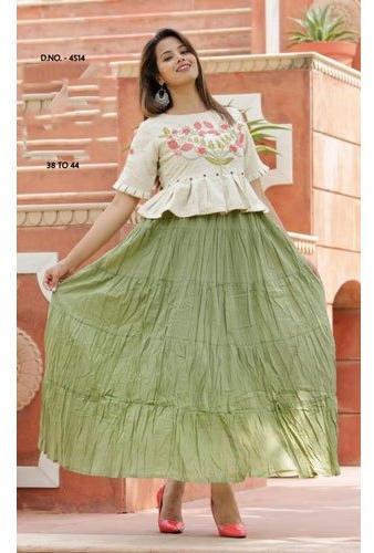 Greasy Cotton Skirt Top, Size : 38-44 Inch