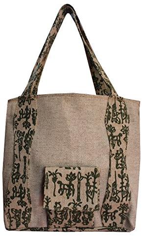 Military Jute Handle Shoulder Sling Tote Bag