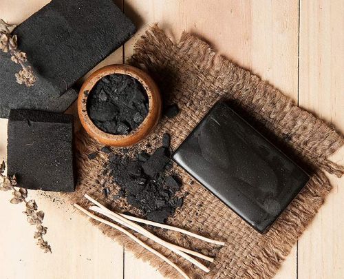 Square Handmade Charcoal Soap, For Bathing, Skin Care, Form : Solid