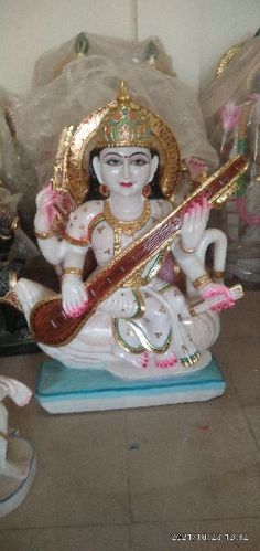 Polished Marble Saraswati Statue, For Home, Office, Shop, Size : Multisizes