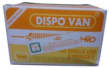 Plastic Dispovan Syringe, Size : 1ml