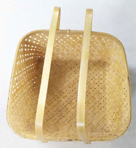 Rectangle Double Handled Natural Bamboo Square Basket, For Fruit Market, Kitchen, Feature : Easy To Carry