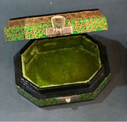 Printed Paper Mache Hexagonal Box, Technics : Handmade