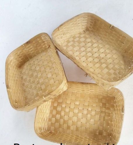 Rectangular Natural Bamboo Tray, For Serving, Pattern : Plain