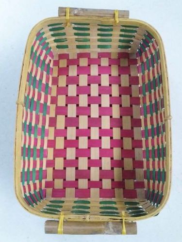 Side Handled Colored Rectangular Bamboo Basket, For Kitchen, Feature : Easy To Carry
