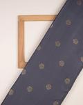 Slate Grey Floral Gold Block Rayon Fabric