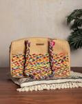 UpCycled Fabric Jute Duffel Handbag, Size : Length 15 Inch | Width 9 Inch