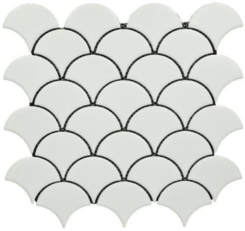 Fish Scale Matt White Mosaic Tiles, Packaging Type : Carton Box