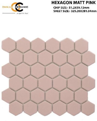 Hexagon Matt Pink Mosaic Tiles, Packaging Type : Carton Box