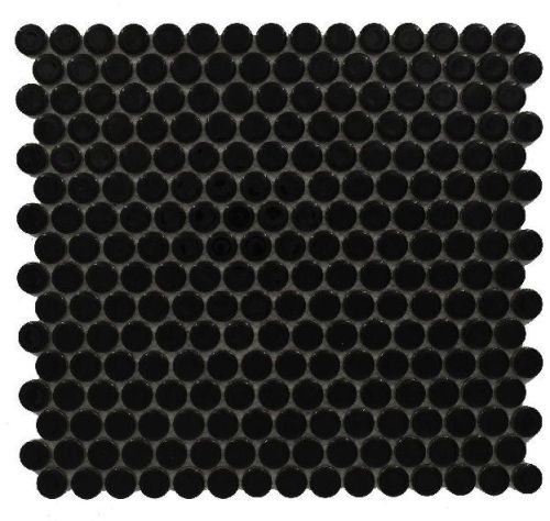 Penny Rounds Glossy Black Mosaic Tiles, Packaging Type : Carton Box