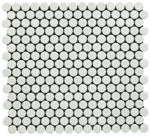 Penny Rounds Glossy White Mosaic Tiles, Packaging Type : Carton Box