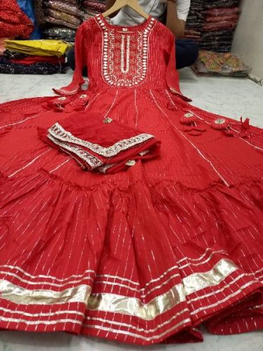 Designer Heavy Silk Suit, Color : Red