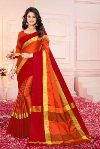 Unstitched Aura Silk Saree, For Easy Wash, Dry Cleaning, Anti-Wrinkle, Shrink-Resistant, Technics : Woven