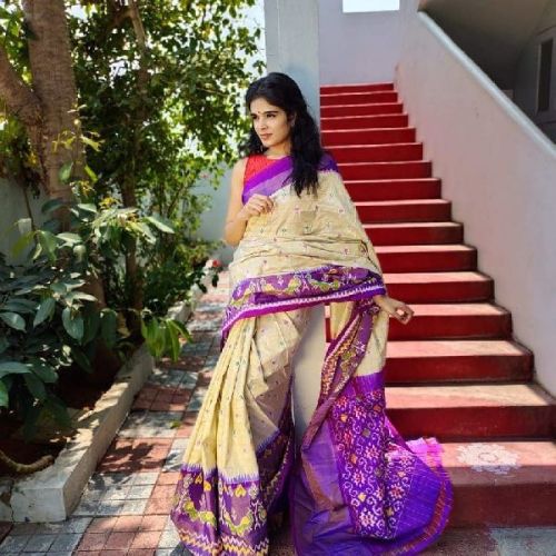 Printed Ikkat Pattu Sarres, Style : Fashionable