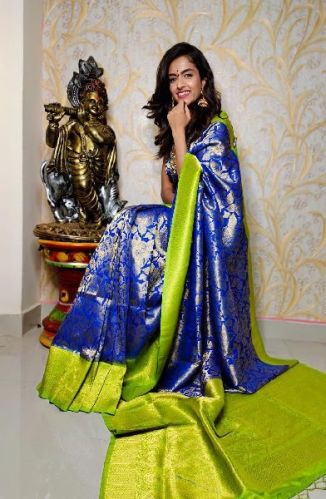 Unstitched Kanchipuram Silk Saree, For Easy Wash, Dry Cleaning, Anti-Wrinkle, Technics : Machine Made