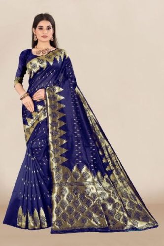 Unstitched Banarasi Silk Saree, For Easy Wash, Anti-Wrinkle, Shrink-Resistant, Technics : Machine Made