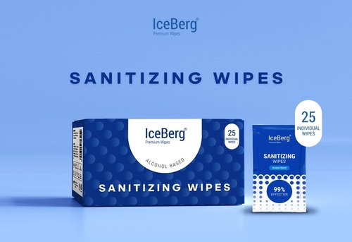 Iceberg Spunlace Alcohol Disinfectant Wipes, Color : White